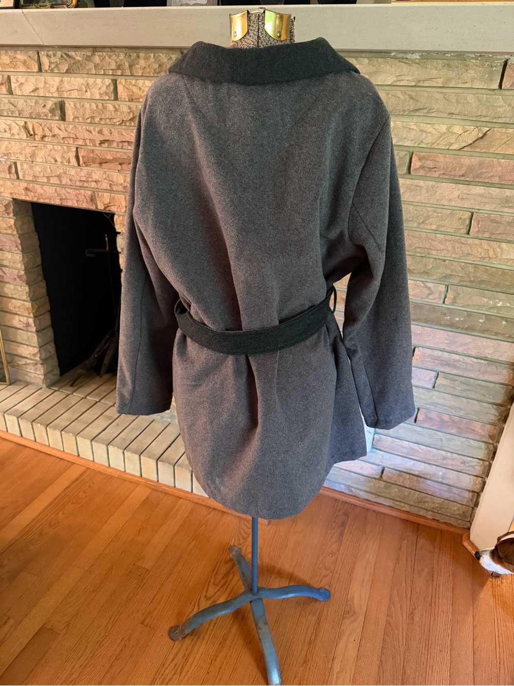 A New Day Gray Waterfall Wrap Coat Jacket XL NWT Belted - Picture 3 of 6